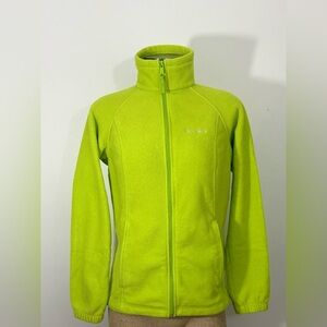 Columbia Fleece Jacket Women Size Small Lime Green Full Zip Pockets Coat